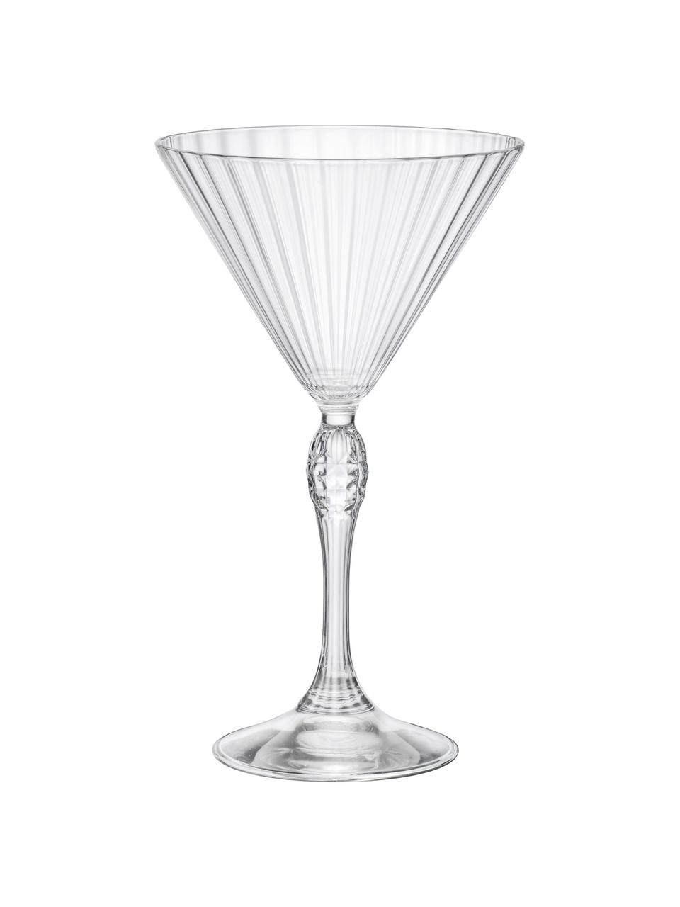 Martini glazen America's Cocktail met groefstructuur, 4 stuks, Glas, Transparant, Ø 10 cm x H 19 cm, 240 ml
