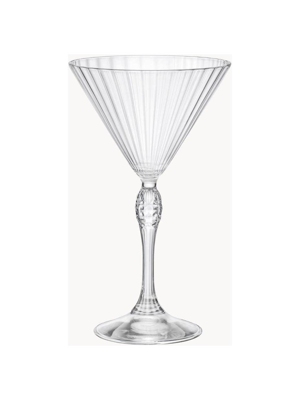 Copas martini con relieve America's Cocktail, 4 uds., Vidrio, Transparente, Ø 10 x Al 19 cm, 240 ml