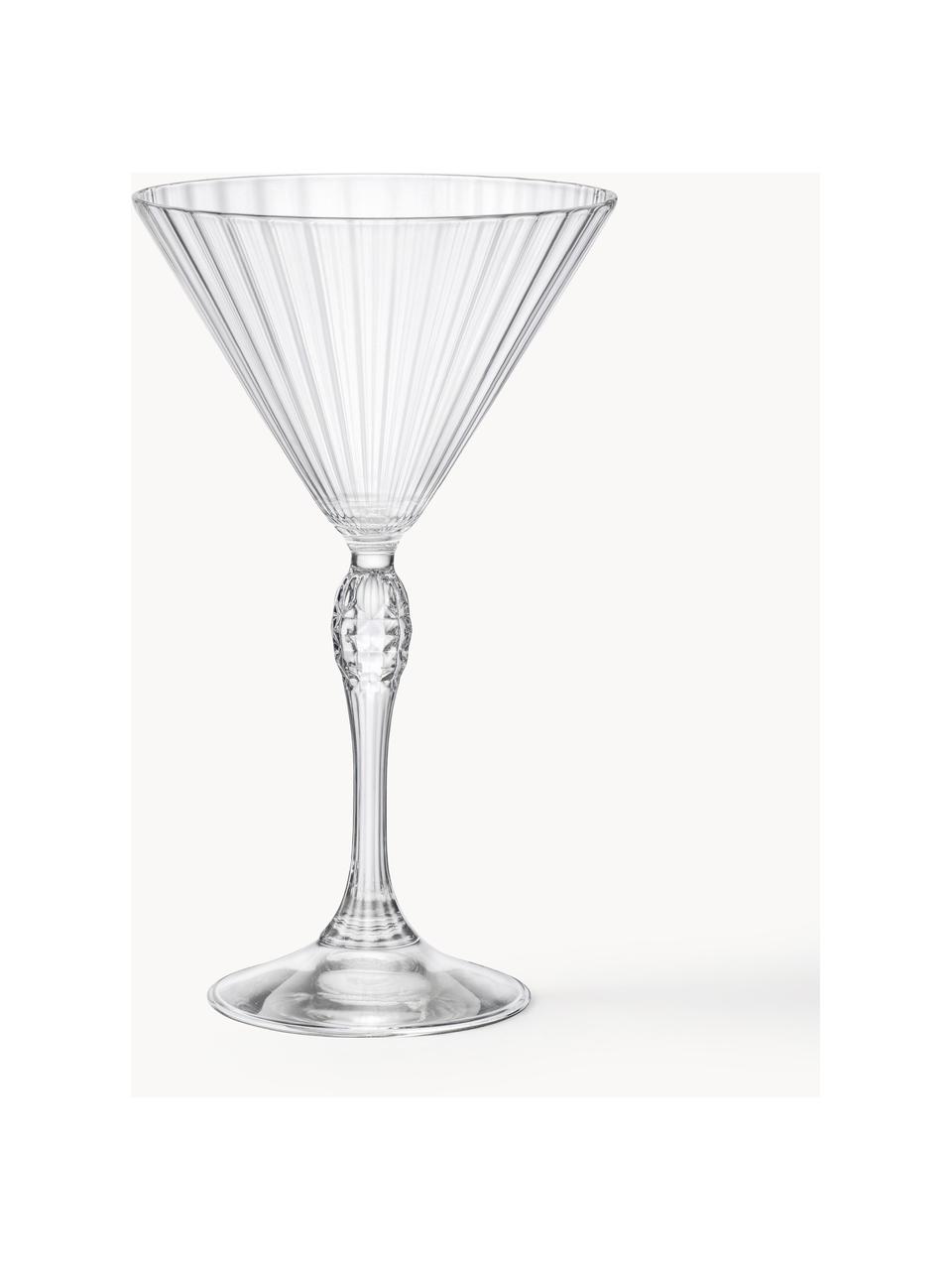 Kieliszek do martini z ryflowaną powierzchnią America's Cocktail, 4 szt., Szkło, Transparentny, Ø 10 x W 19 cm, 240 ml