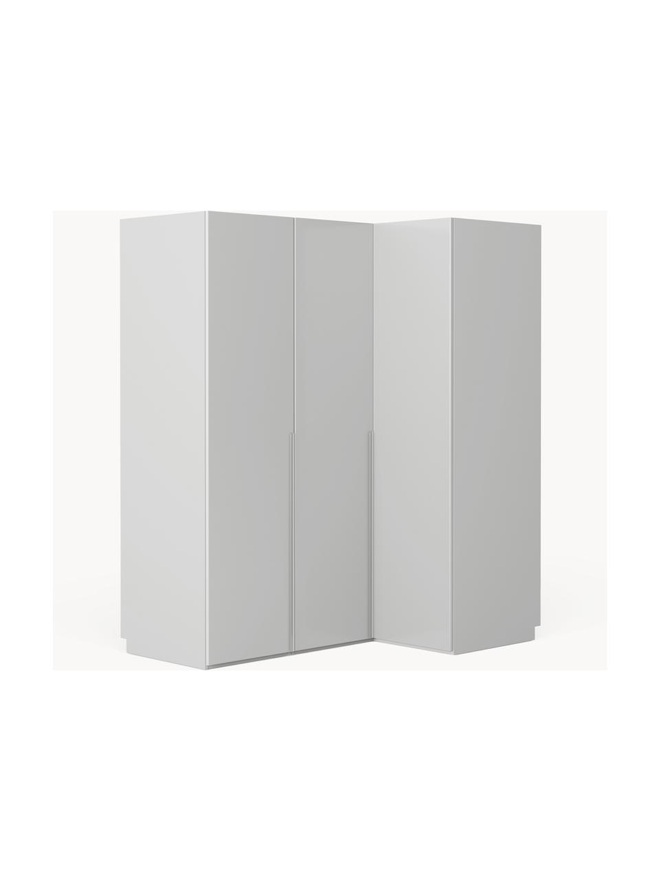 Armario esquinero modular Leon, 3 puertas (165 cm), diferentes variantes, Estructura: tablero aglomerado revest, Gris claro, Interior Basic (An 165 x Al 200 cm) esquinero