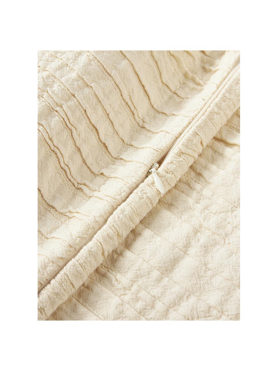 Housse de coussin en coton avec motif plissé Artemis, 99 % coton, 1 % polyester, Blanc crème, larg. 50 x long. 50 cm