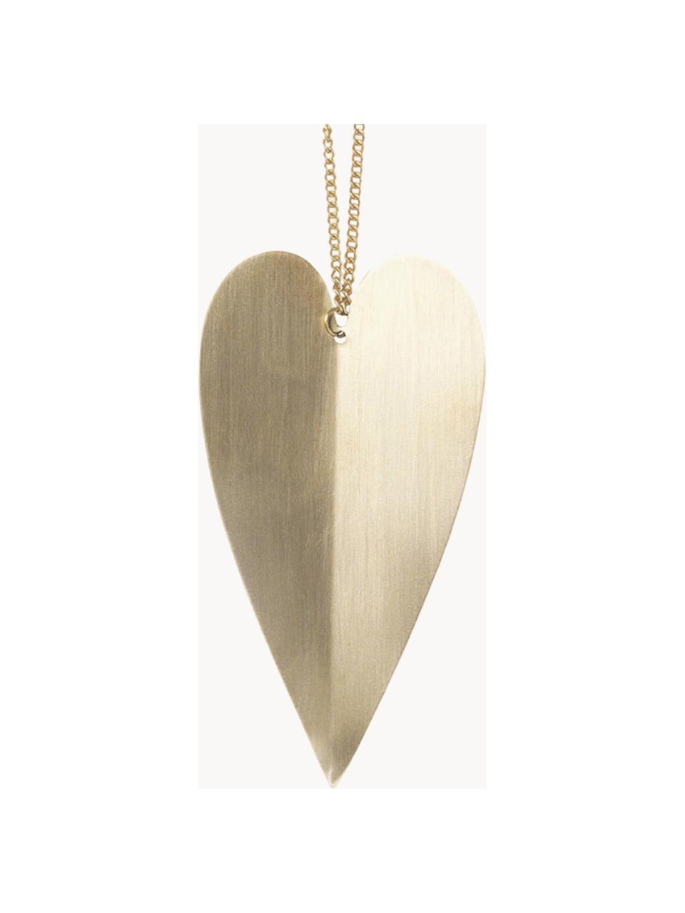 Ozdoba choinkowa z mosiądzu Heart, 4 szt., Mosiądz, Mosiężny, S 4 x W 8 cm