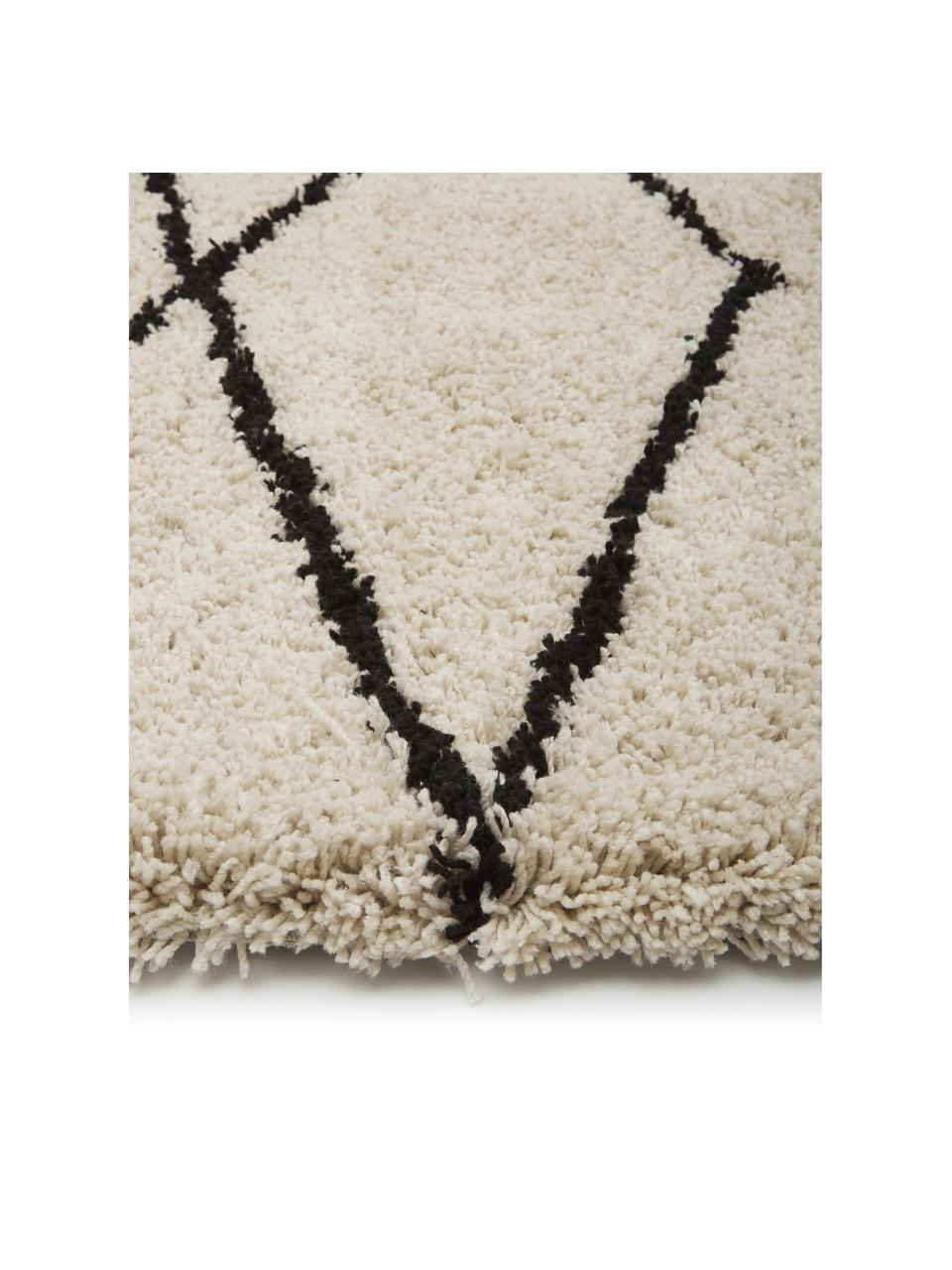Puszysty ręcznie tuftowany dywan z długim włosiem Nouria, Beżowy, czarny, S 300 x D 400 cm