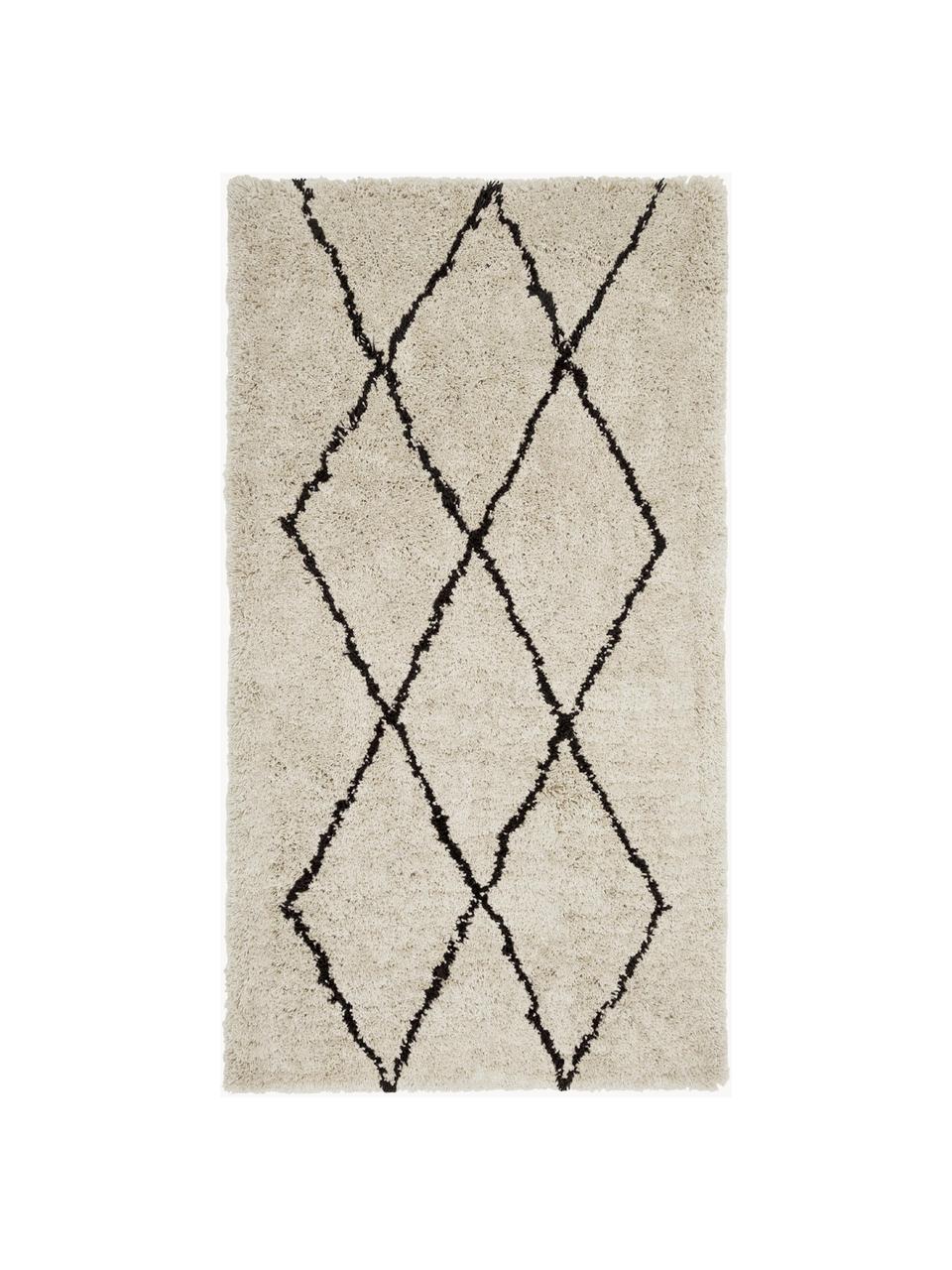 Tappeto morbido a pelo lungo fatto a mano Nouria, Retro: 100% cotone Il materiale , Beige, nero, Larg. 200 x Lung. 300 cm (taglia L)