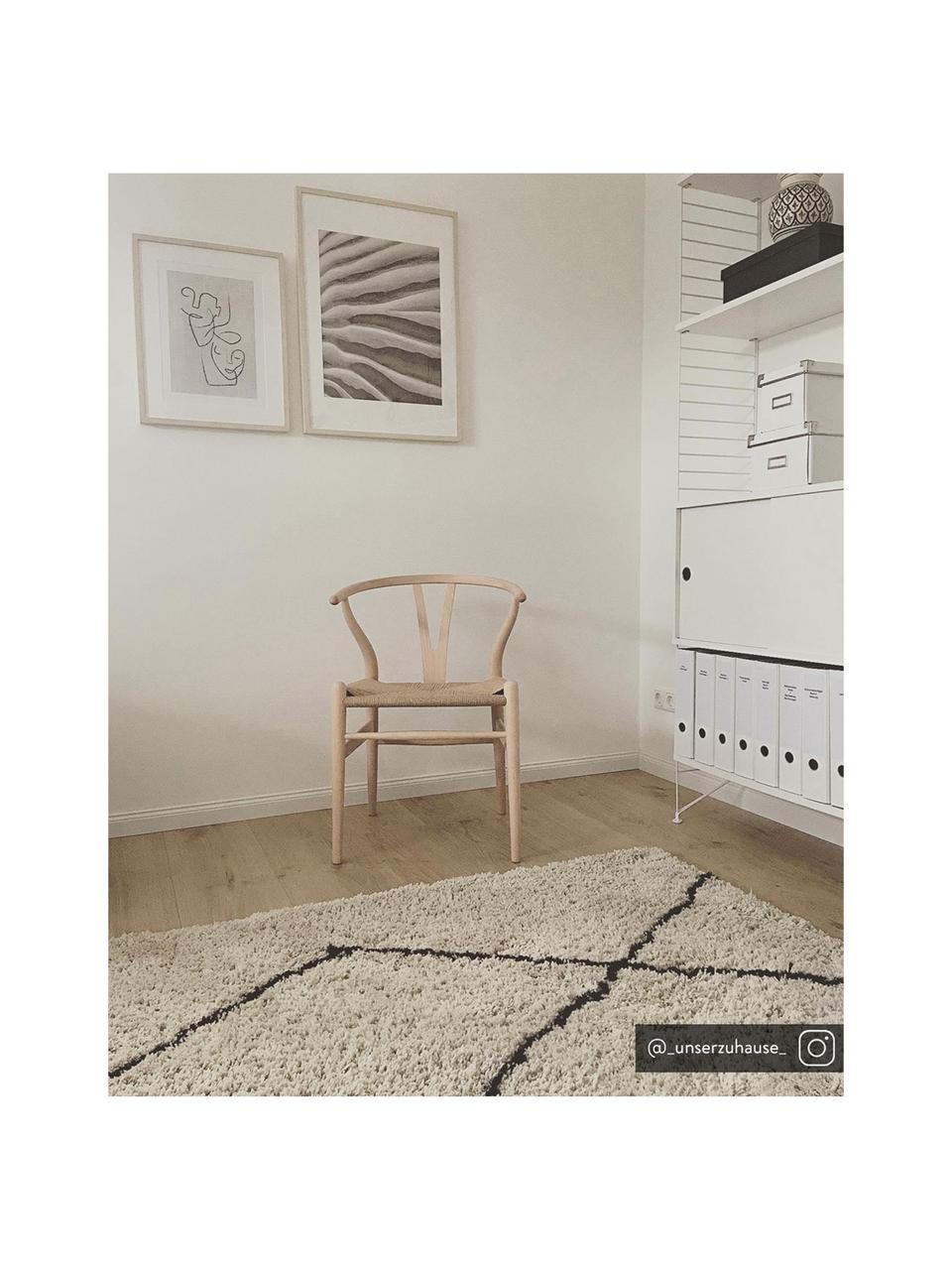 Pluizig hoogpolig vloerkleed Nouria, handgetuft, Onderzijde: 100% katoen Het materiaal, Beige, zwart, B 200 x L 300 cm (maat L)