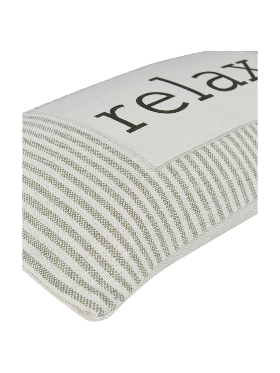 Pruhovaný povlak na polštář z recyklované bavlny Relax, 100 % bavlna, s certifikací GRS, Zelená, krémově bílá, Š 30 cm, D 60 cm