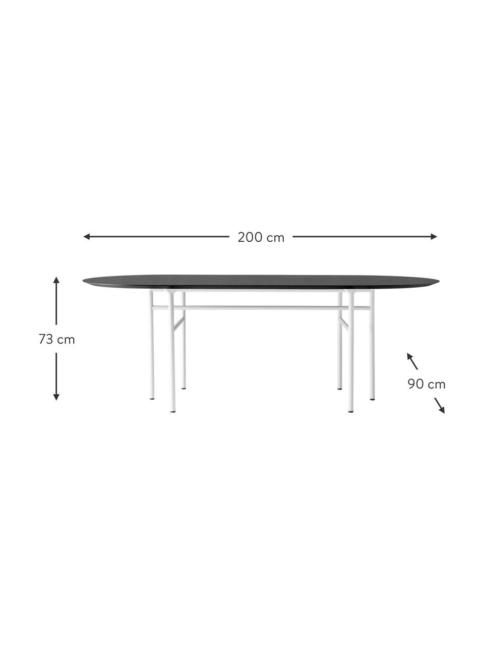 Ovaler Esstisch Snaregade, 210 x 95 cm, Tischplatte: Eichenholzfurnier, lackie, Gestell: Metall, pulverbeschichtet, Eichenholzfurnier, schwarz lackiert, Hellgrau, B 210 x T 95 cm