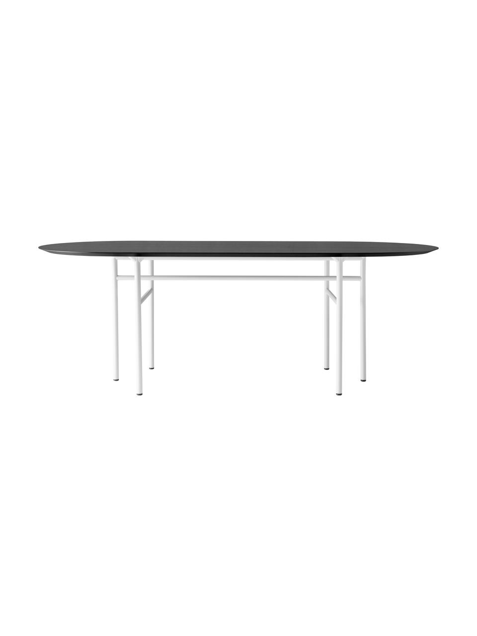 Tavolo da pranzo ovale Snaregade, 210 x 95 cm, Struttura: metallo, verniciato a pol, Impiallacciato rovere, laccato nero, grigio chiaro, Larg. 210 x Prof. 95 cm