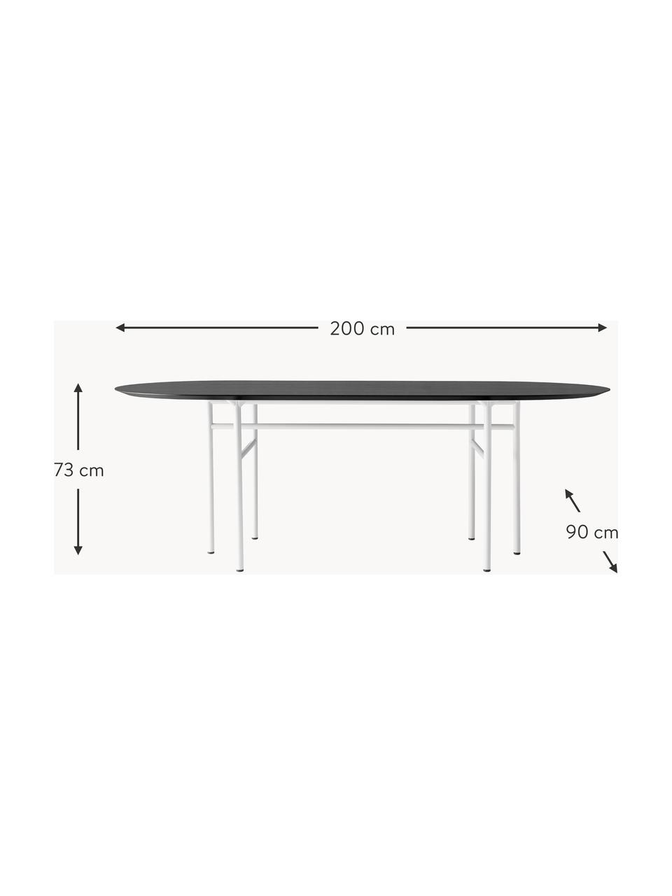 Table ovale Snaregade, 210 x 95 cm, Bois anthracite, cadre gris clair, larg. 210 x prof. 95 cm