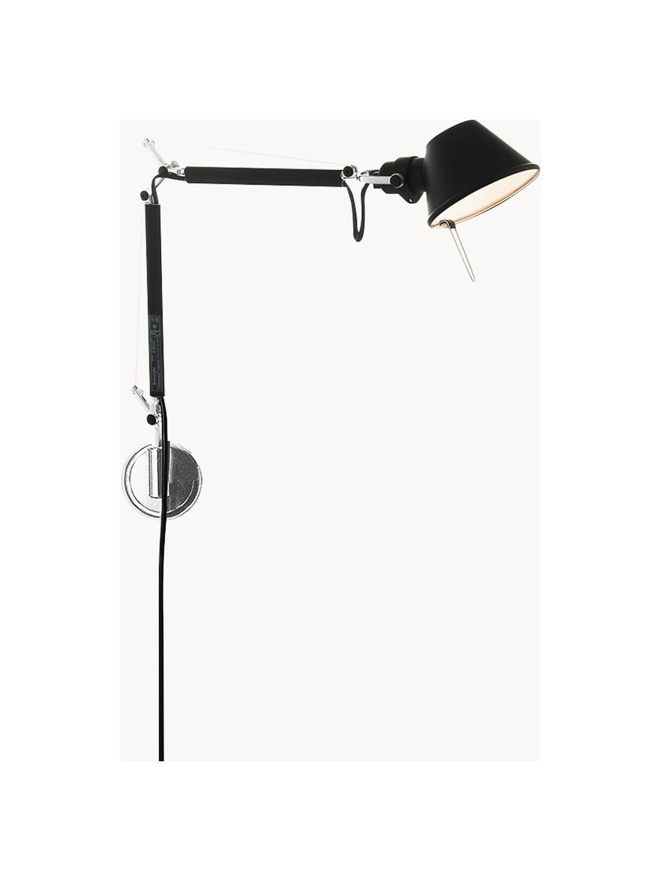 Velké nastavitelné nástěnné svítidlo se zástrčkou Tolomeo Micro, Matná černá, Š 49-73 cm, V 41-74 cm