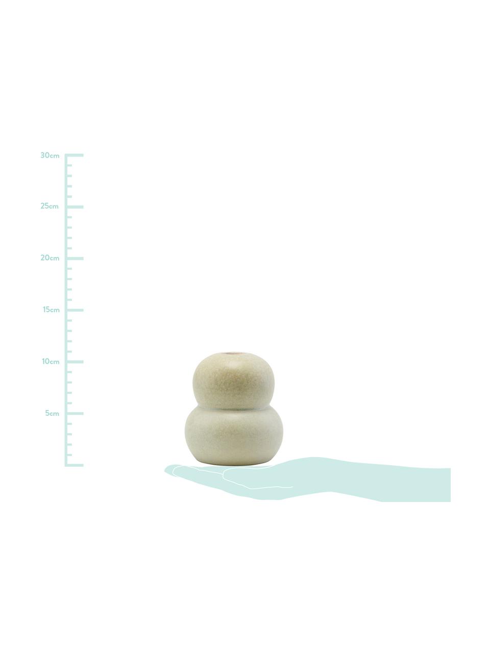 Kleine handgefertigte Vase Bobbles aus Steingut, Steingut, Beige, Hellgrün, Ø 9 x H 11 cm