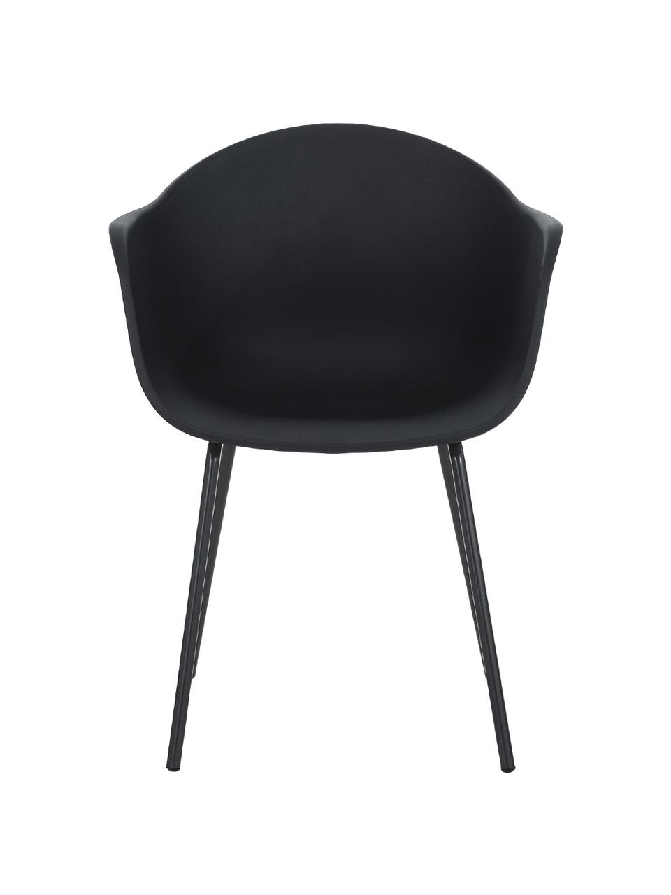 Silla con reposabrazos de plástico Claire, Asiento: plástico, Patas: metal con pintura en polv, Negro, An 60 x F 54 cm