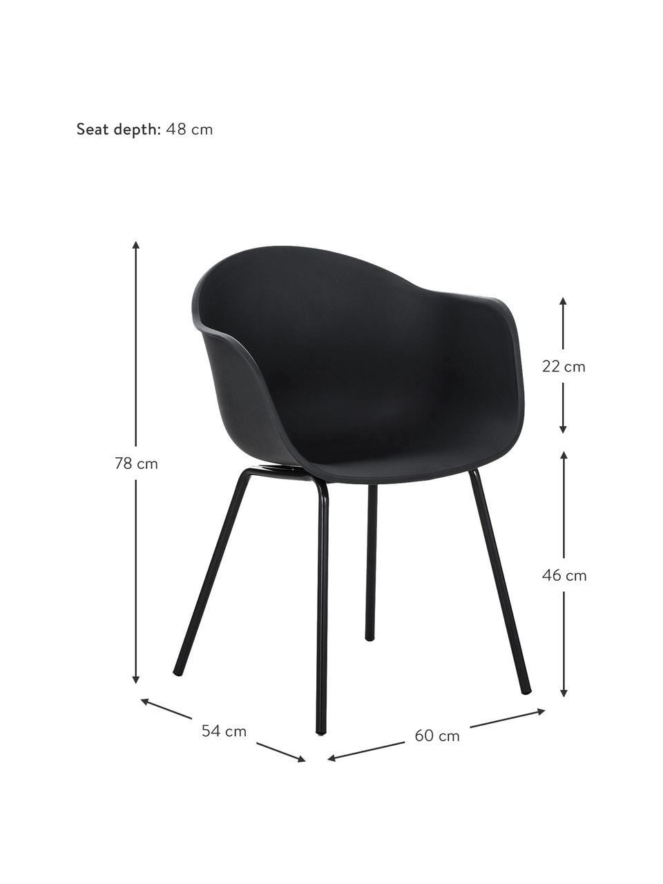 Fauteuil design Claire, Noir, larg. 60 x prof. 54 cm