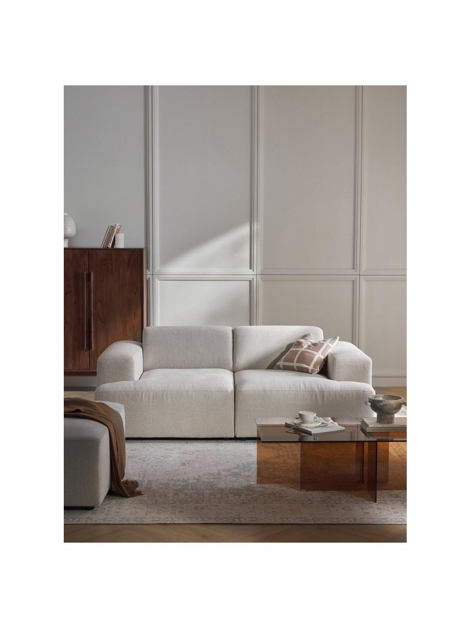 Sofá Melva (2 plazas), Tapizado: 100% poliéster Alta resis, Estructura: madera de pino y abeto ma, Patas: plástico., Tejido beige claro, An 198 x F 101 cm