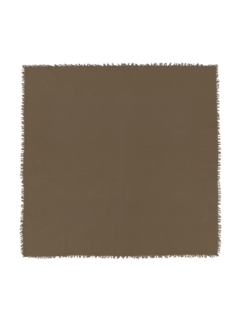 Katoenen tafelkleed Nalia in bruin met franjes, Katoen, Bruin, Voor 4 - 6 personen (B 160 x L 160 cm)
