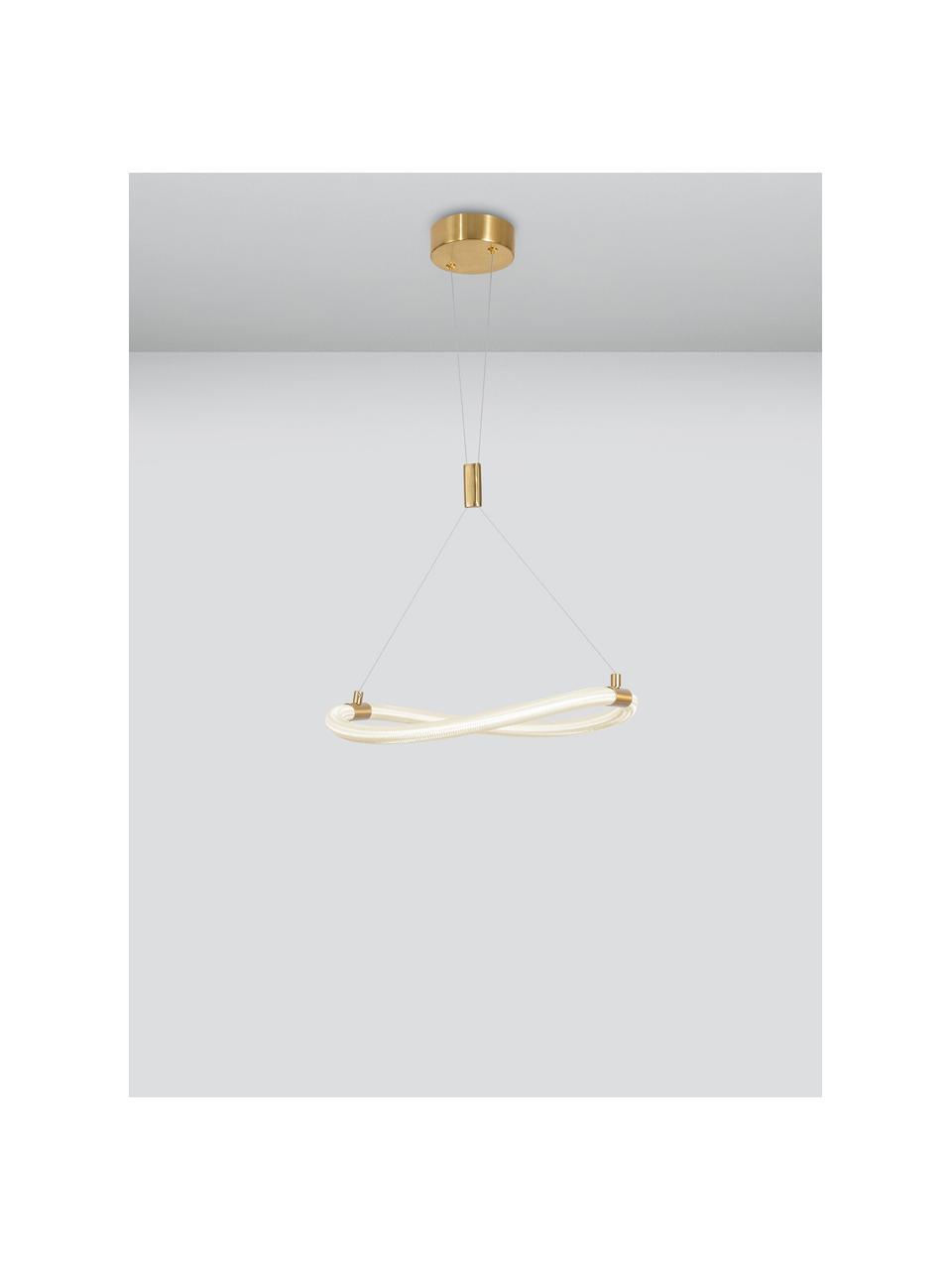 Okrągła lampa wisząca LED z silikonu Cerelia, Biały, odcienie złotego, Ø 40 x W 120 cm