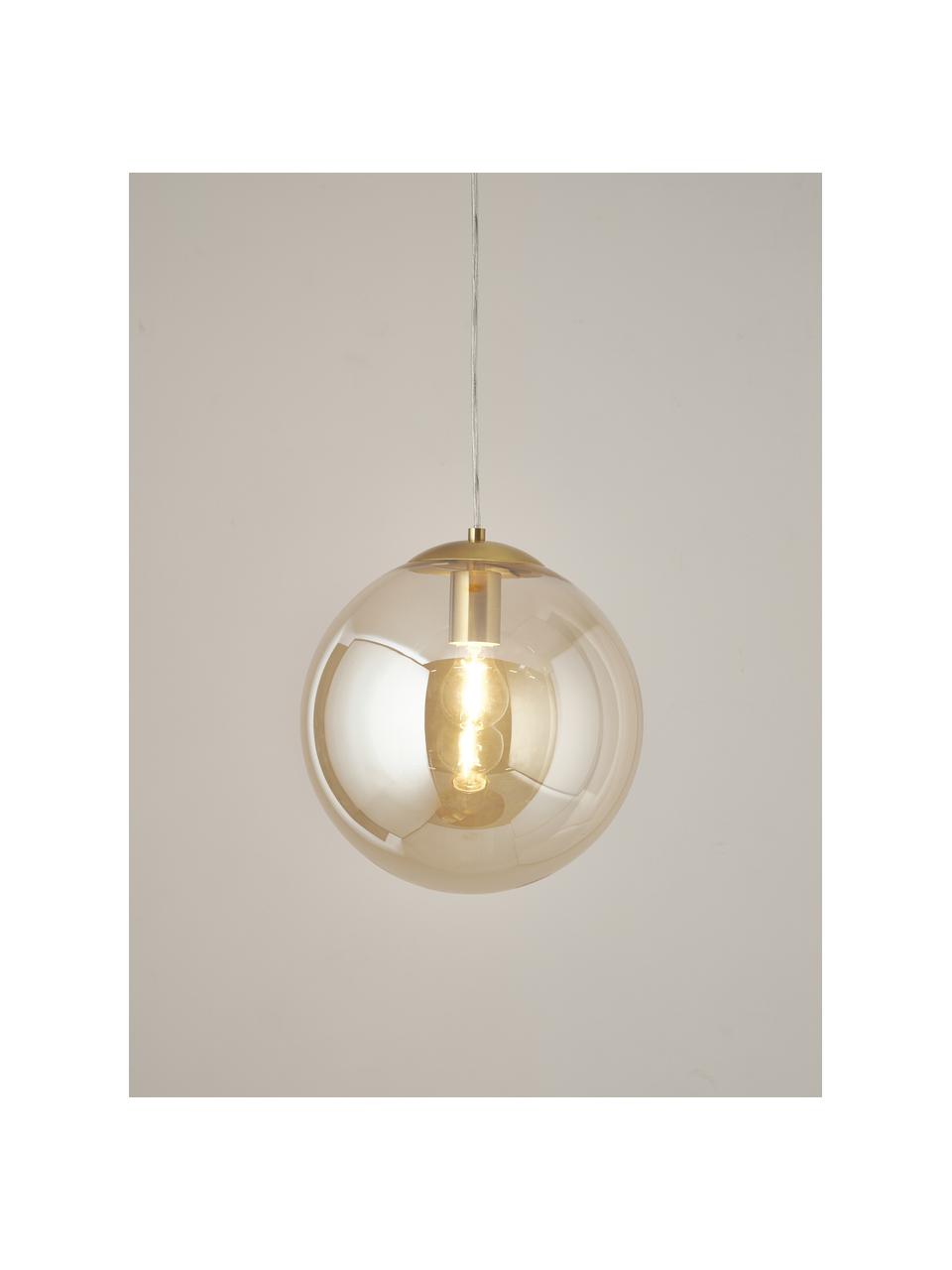 Hanglamp Bao van glas, Lampenkap: glas, Baldakijn: gegalvaniseerd metaal, Champagnekleurig, goudkleurig, Ø 30 x H 90 cm