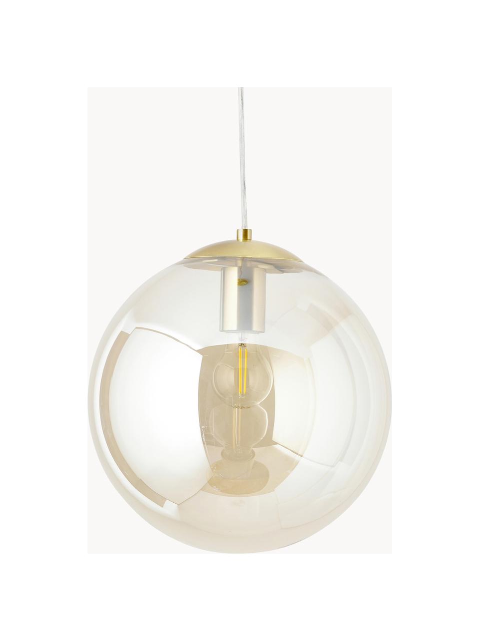 Pendelleuchte Bao aus Glas, Lampenschirm: Glas, Baldachin: Metall, galvanisiert, Goldfarben, Ø 30 x H 90 cm