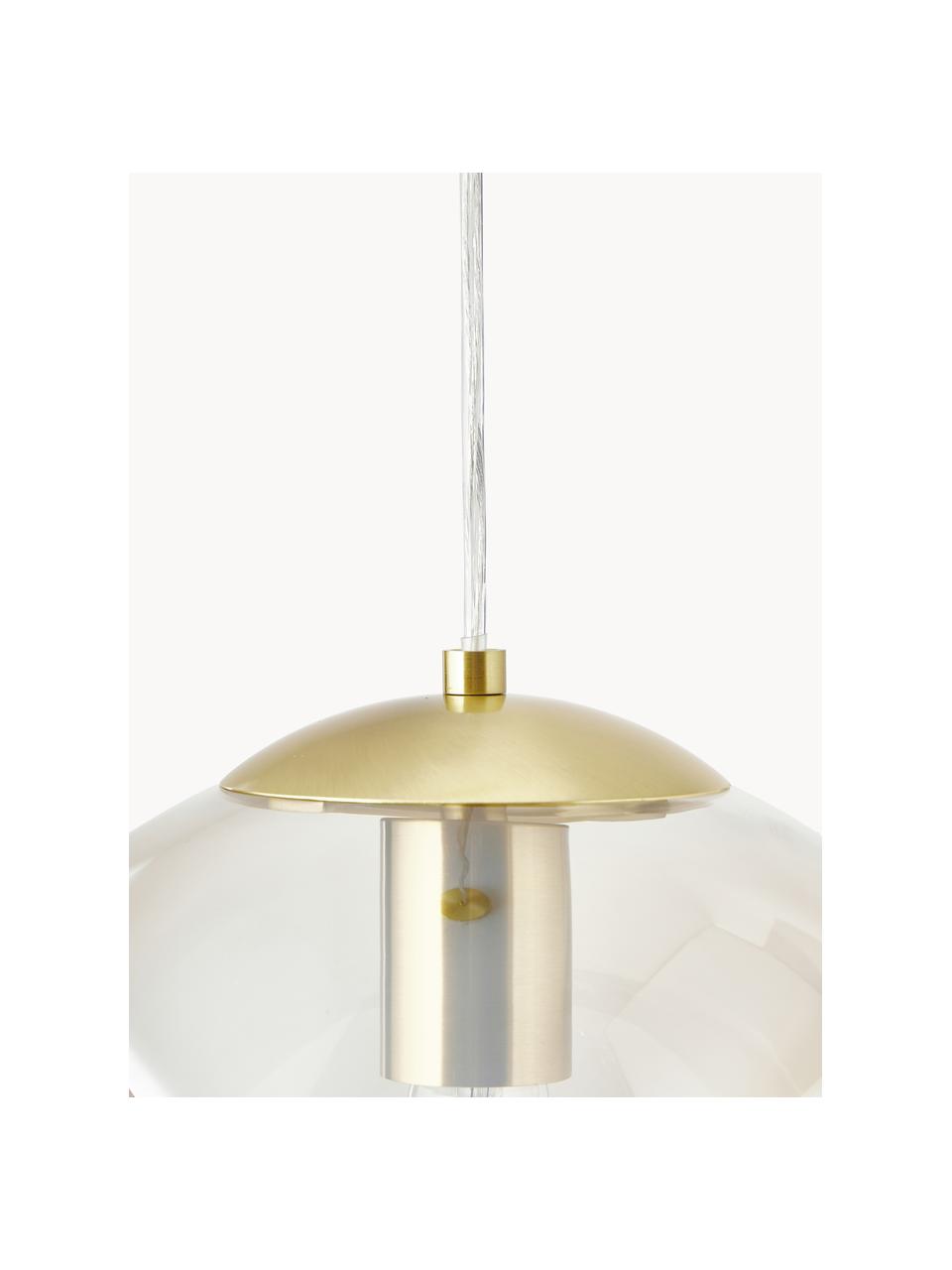 Hanglamp Bao van glas, Lamp: vermessingd metaal, Goudkleurig, Ø 30 x H 90 cm