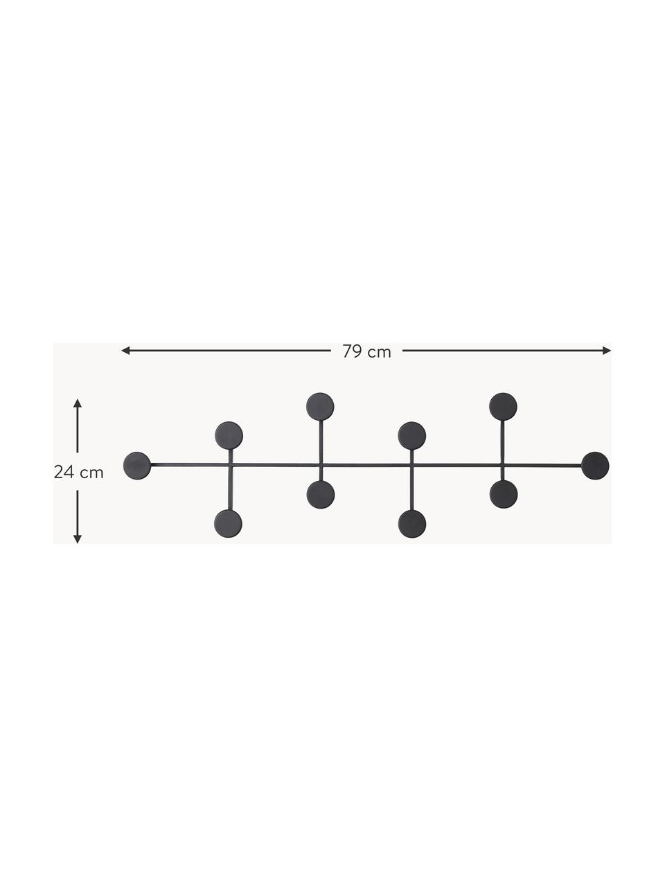 Appendiabiti da parete in metallo Afteroom, Acciaio verniciato a polvere, Nero, Larg. 79 x Alt. 24 cm