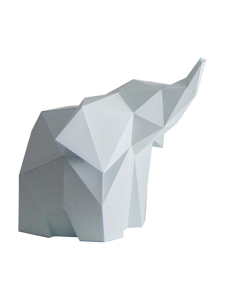 Tafellamp Baby Elephant, bouwpakket van papier, Lampenkap: papier, 160 g/m², Fitting: MDF, kunststof, Lichtblauw, 23 x 24 cm