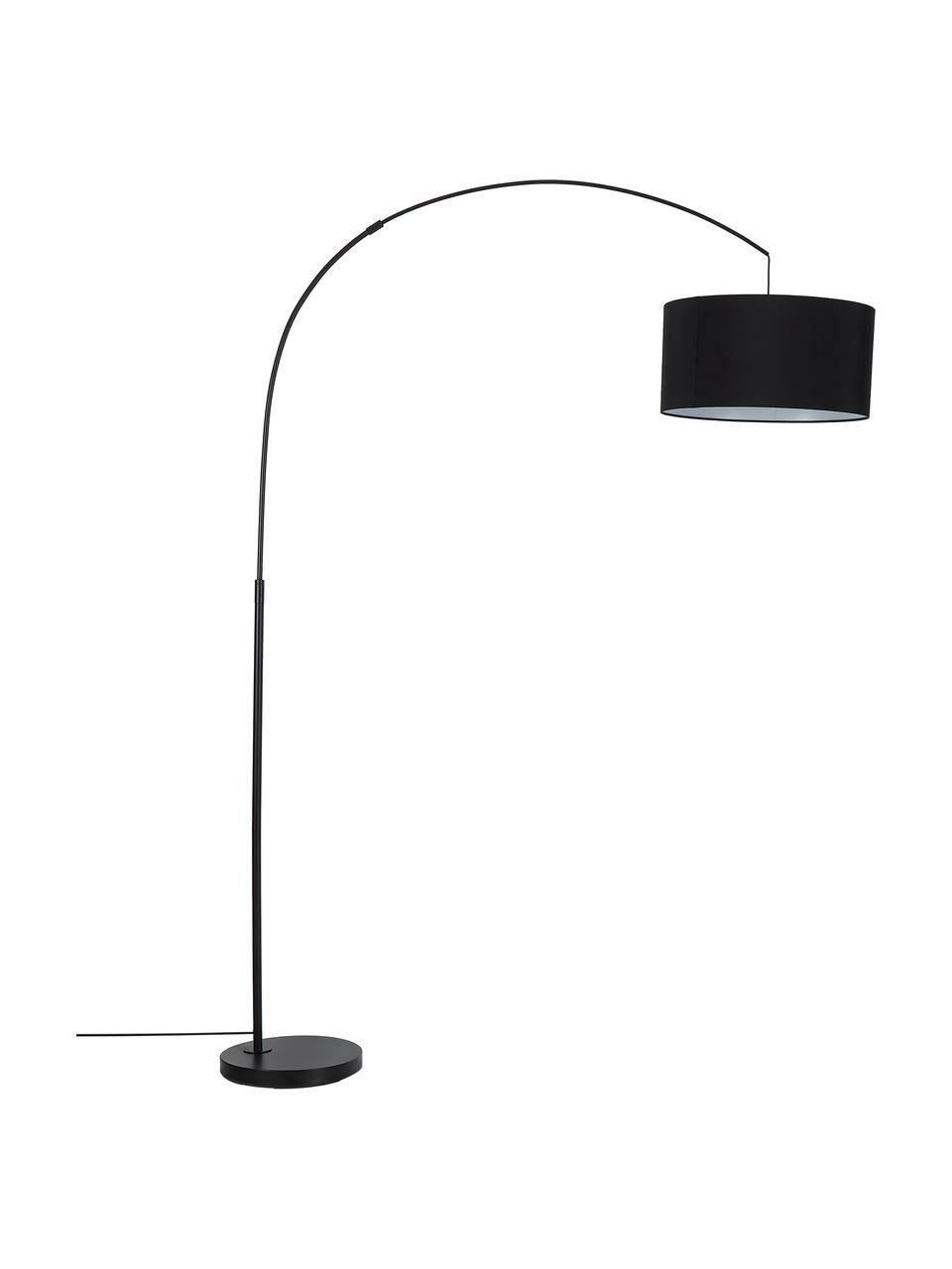 Lámpara arco grande Niels, Pantalla: tela, Cable: cubierto en tela, Negro, negro mate, An 157 x Al 218 cm