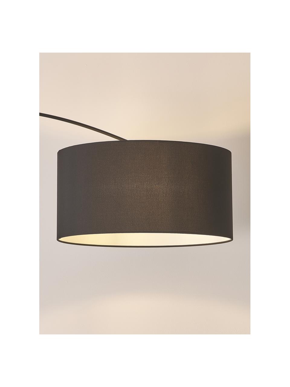 Lámpara arco grande Niels, Pantalla: mezcla de algodón, Cable: cubierto en tela, Negro, Al 218 cm