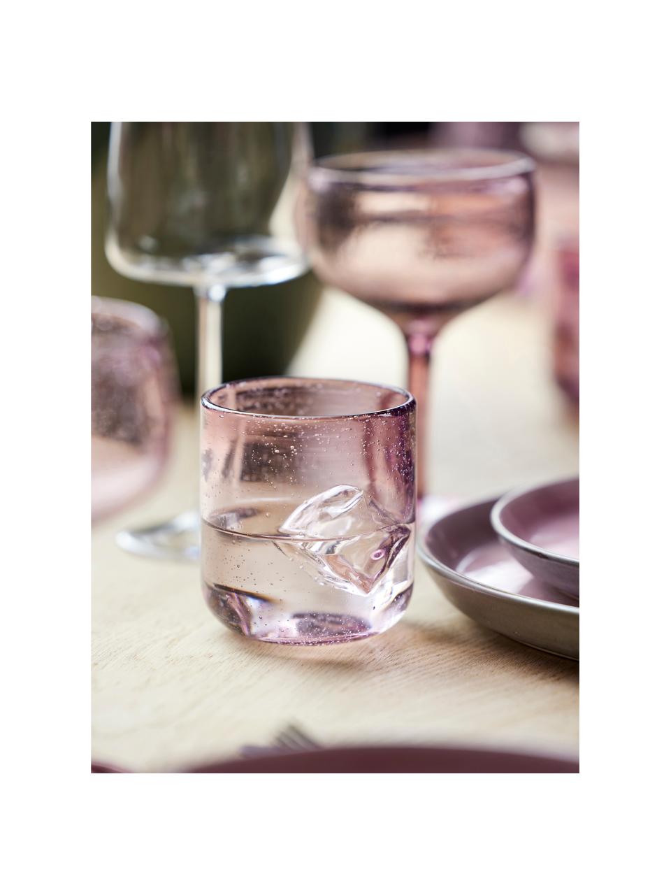 Wassergläser Valencia, 6 Stück, Glas, Rosa, Ø 8 x H 9 cm, 300 ml