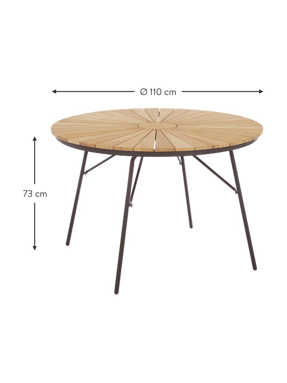 Kulatý zahradní stůl z teakového dřeva Hard & Ellen, různé velikosti, Antracitová, teakové dřevo, Ø 150 cm, V 73 cm