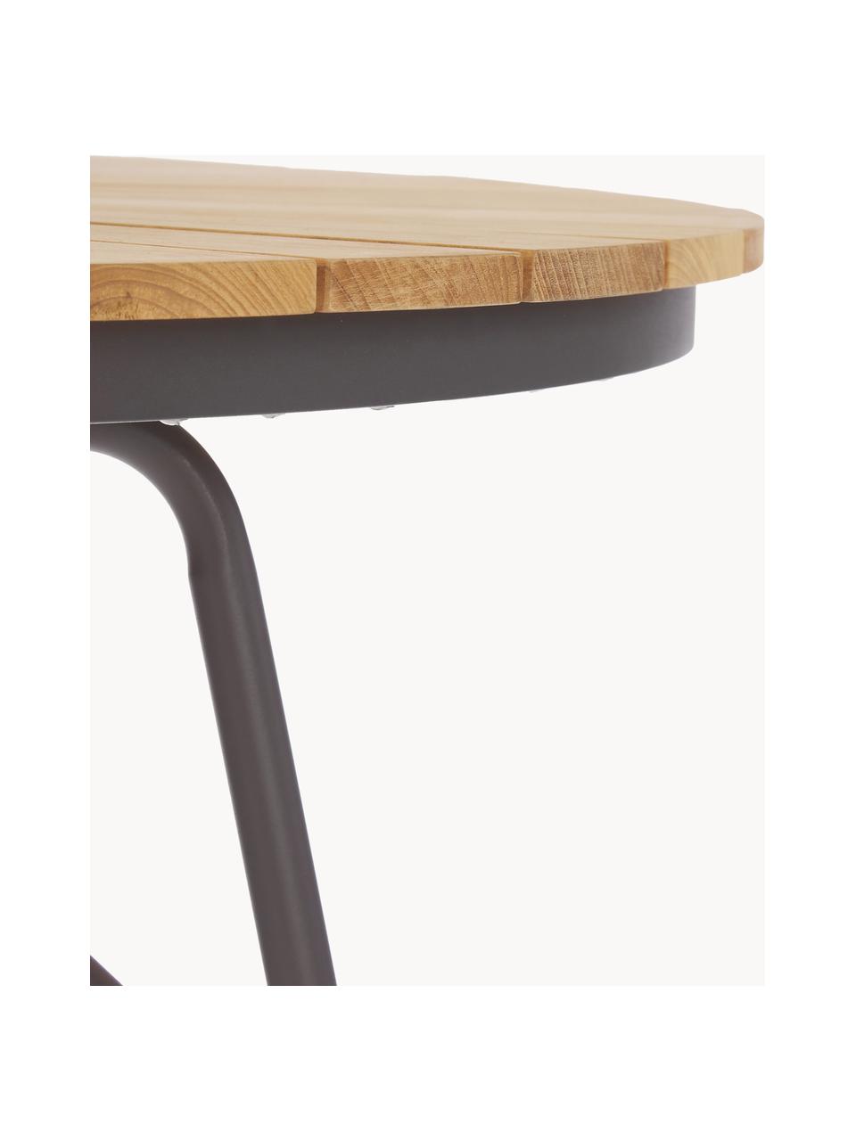 Mesa redonda para exterior con tablero de madera de teca Ellen, tamaños diferentes, Tablero: madera de teca lijada, Estructura: aluminio con pintura en p, Madera de teca, gris antracita, Ø 110 x Al 73 cm