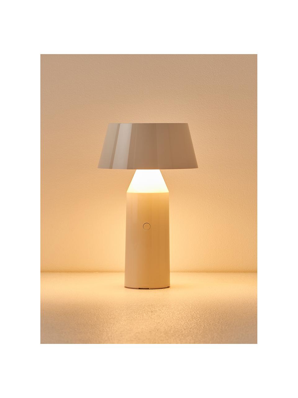 Mobile LED-Tischlampe Bicoca mit verstellbarem Lampenschirm, dimmbar, Off White glänzend, Weiß, Ø 16 x H 30 cm