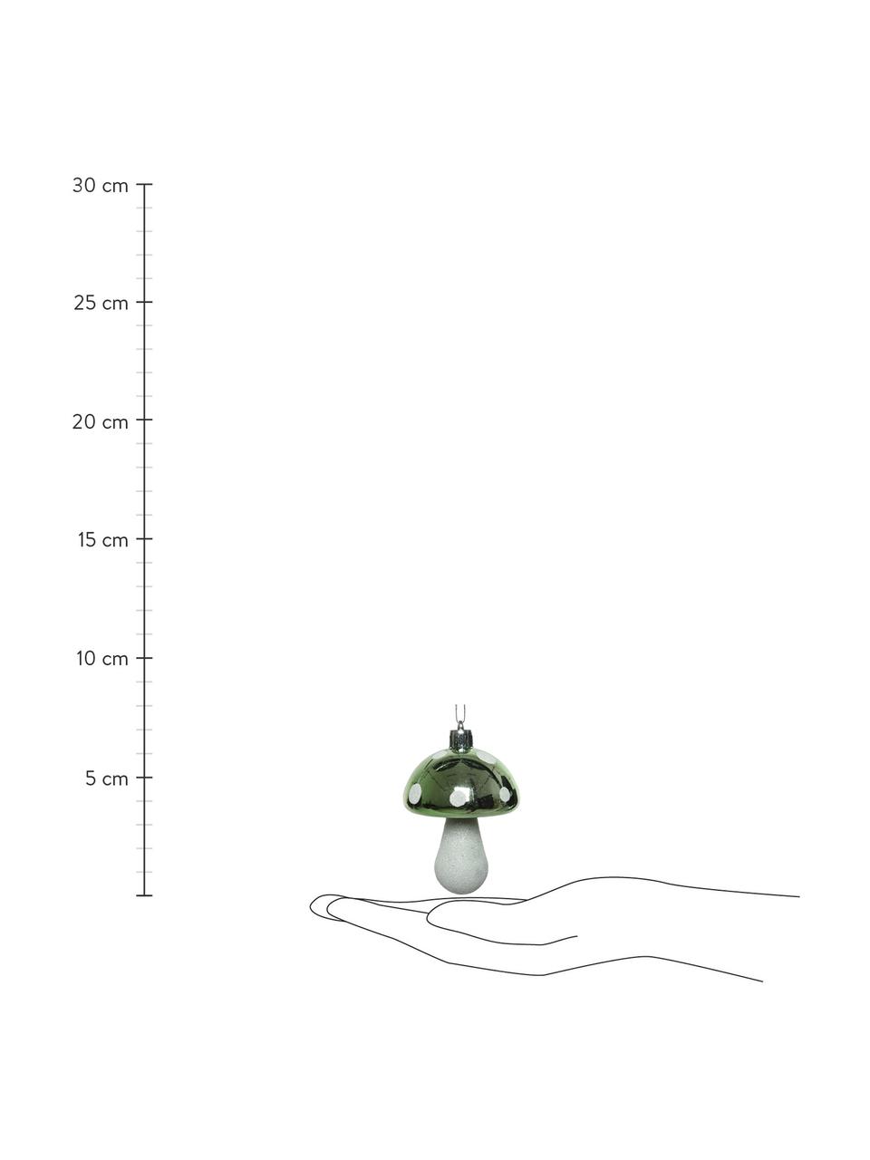 Ozdoba choinkowa odporna na stłuczenia Mush, 8 szt., Tworzywo sztuczne, Zielony, biały, Ø 5 x W 8 cm