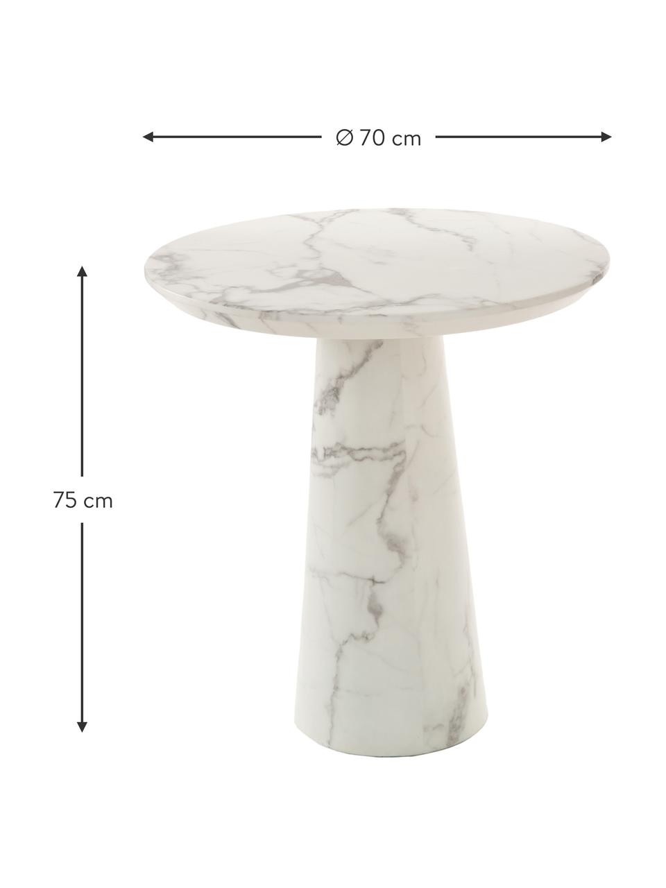 Mesa de comedor redonda en aspecto mármol Disc, Tablero: tablero de fibras de dens, Blanco aspecto mármol, Ø 70 cm