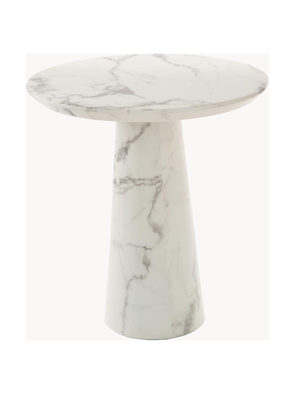 Mesa de comedor redonda en aspecto mármol Disc, Ø 70 cm, Tablero: tablero de fibras de dens, Blanco aspecto mármol, Ø 70 cm