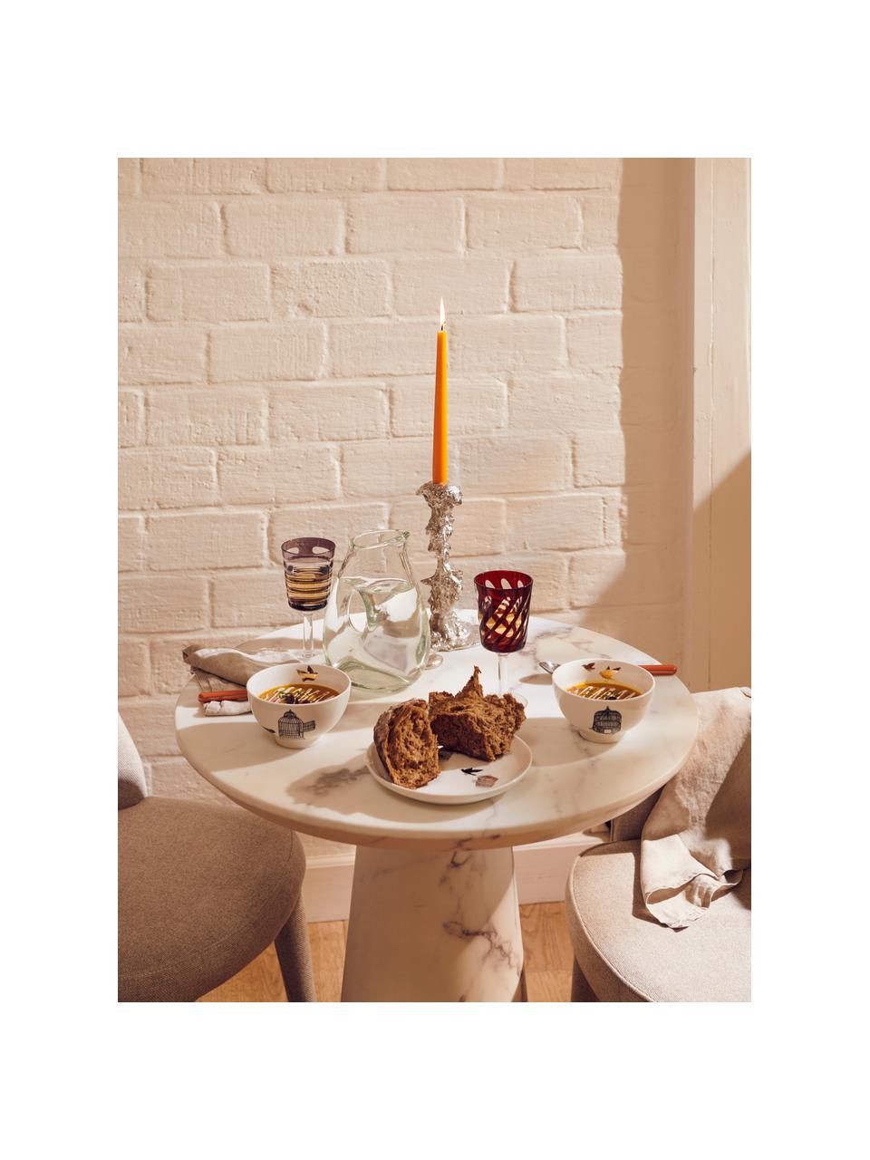 Mesa de comedor redonda en aspecto mármol Disc, Tablero: tablero de fibras de dens, Blanco aspecto mármol, Ø 70 cm