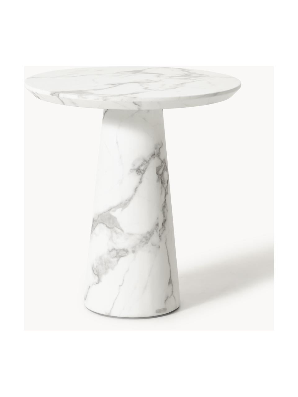 Tavolo rotondo effetto marmo Disc, Ø 70 cm, Bianco effetto marmo, Ø 70 cm