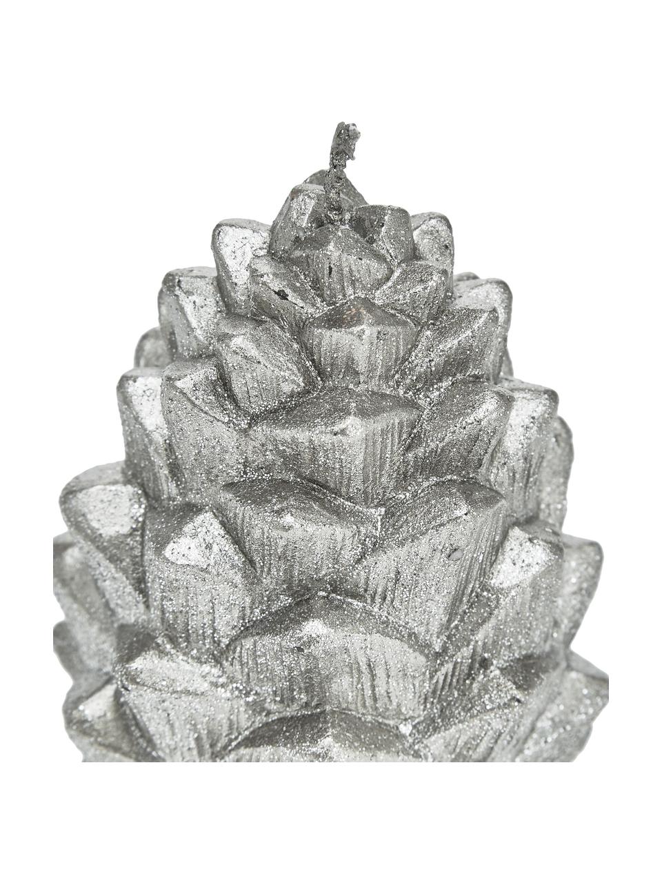 Kaars Nordic Pine in de vorm van dennenappels, Was, Zilverkleurig, Ø 7 x H 10 cm