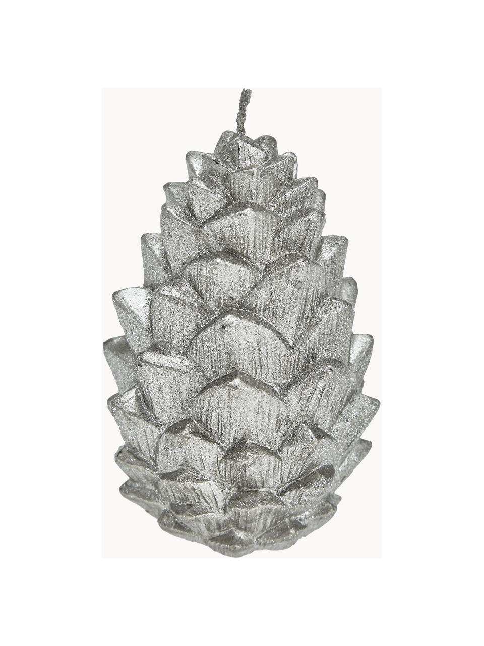 Kaars Nordic Pine in de vorm van dennenappels, Was, Zilverkleurig, Ø 7 x H 10 cm