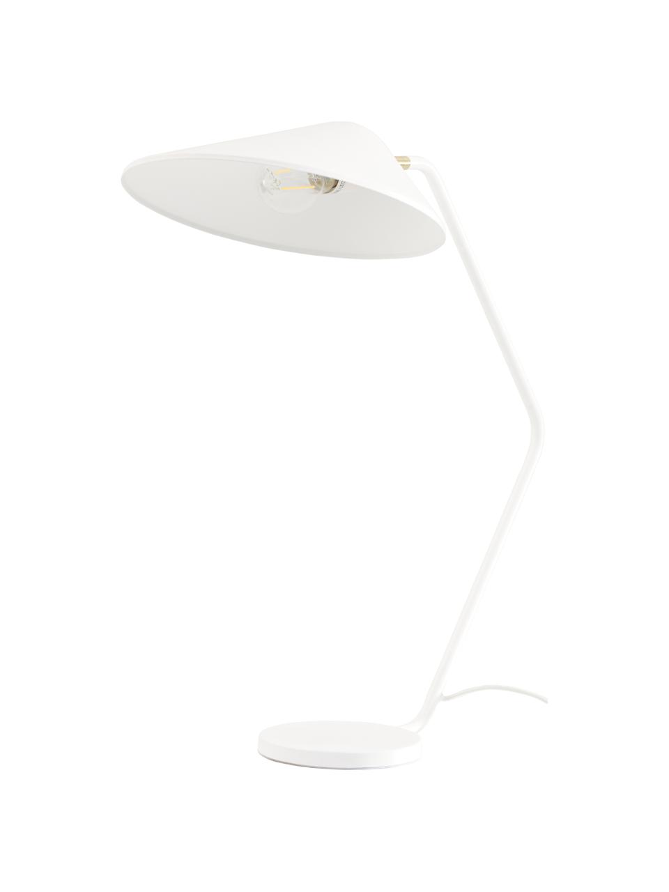 Lampada da scrivania grande Neron, Decorazione: metallo ottonato, Bianco, Larg. 57 x Alt. 56 cm