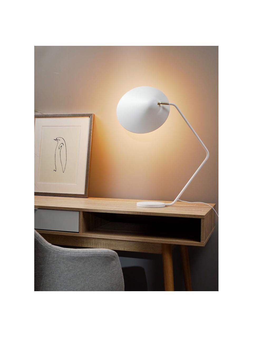 Große Schreibtischlampe Neron, Dekor: Metall, vermessingt, Weiß, B 57 x H 56 cm