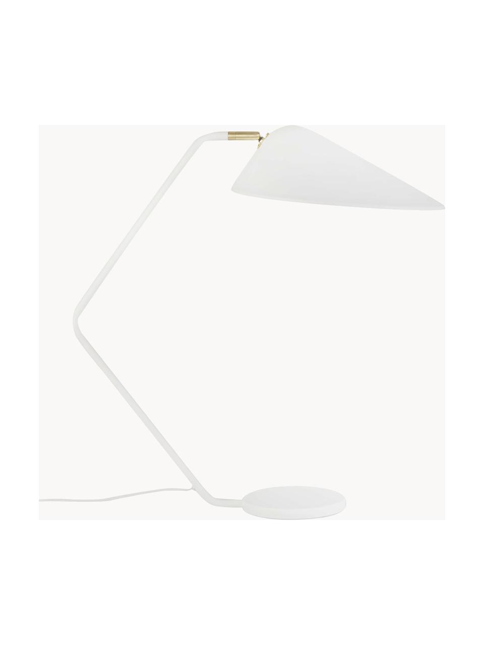 Lampada da scrivania grande Neron, Decorazione: metallo ottonato, Bianco, Larg. 57 x Alt. 56 cm