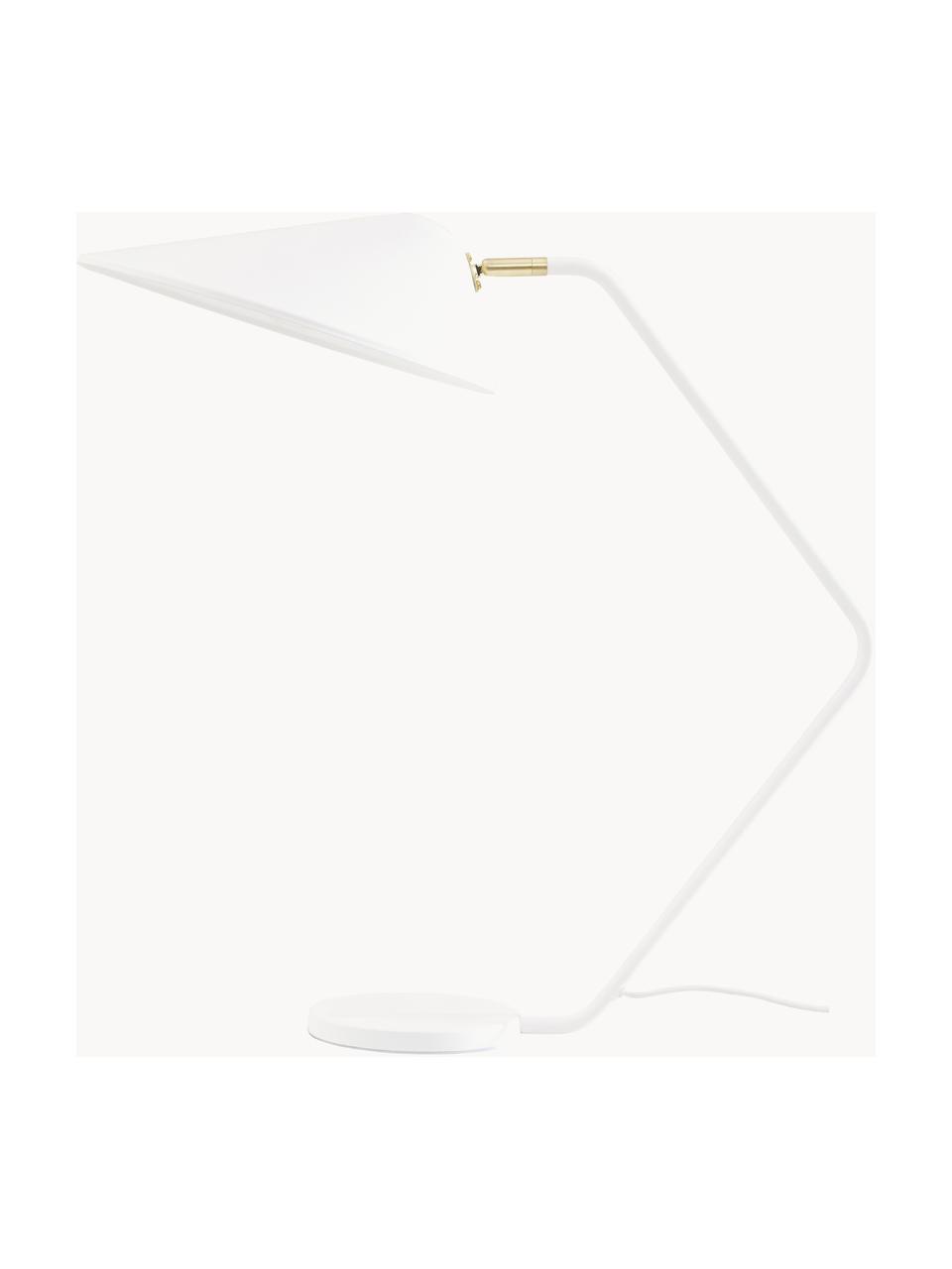 Grote bureaulamp Neron, Decoratie: vermessingd metaal, Wit, B 57 x H 56 cm