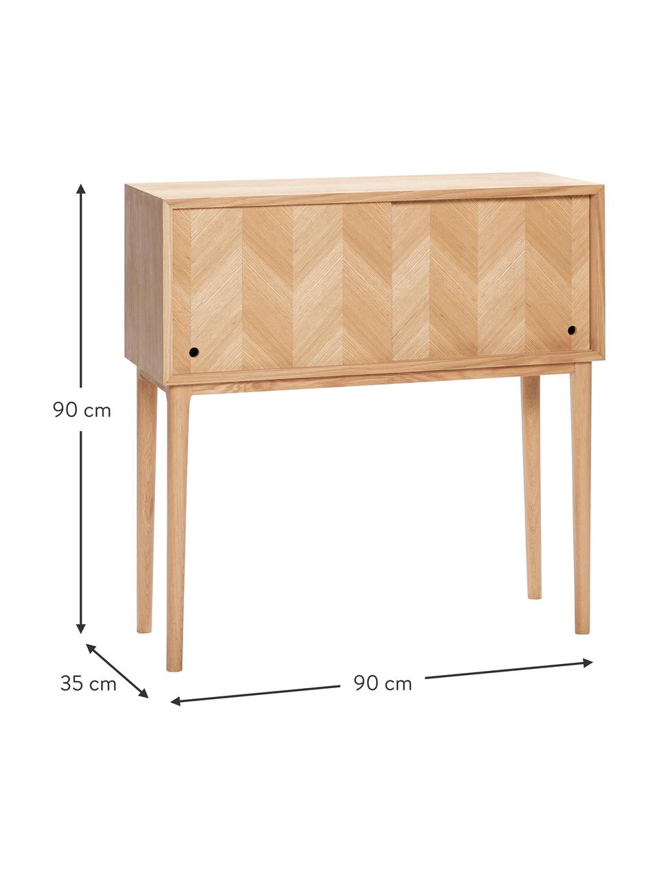 Konzolový stolek z dubového dřeva se vzorem rybí kosti Herringbone, Dubové dřevo, Š 90 cm, V 90 cm