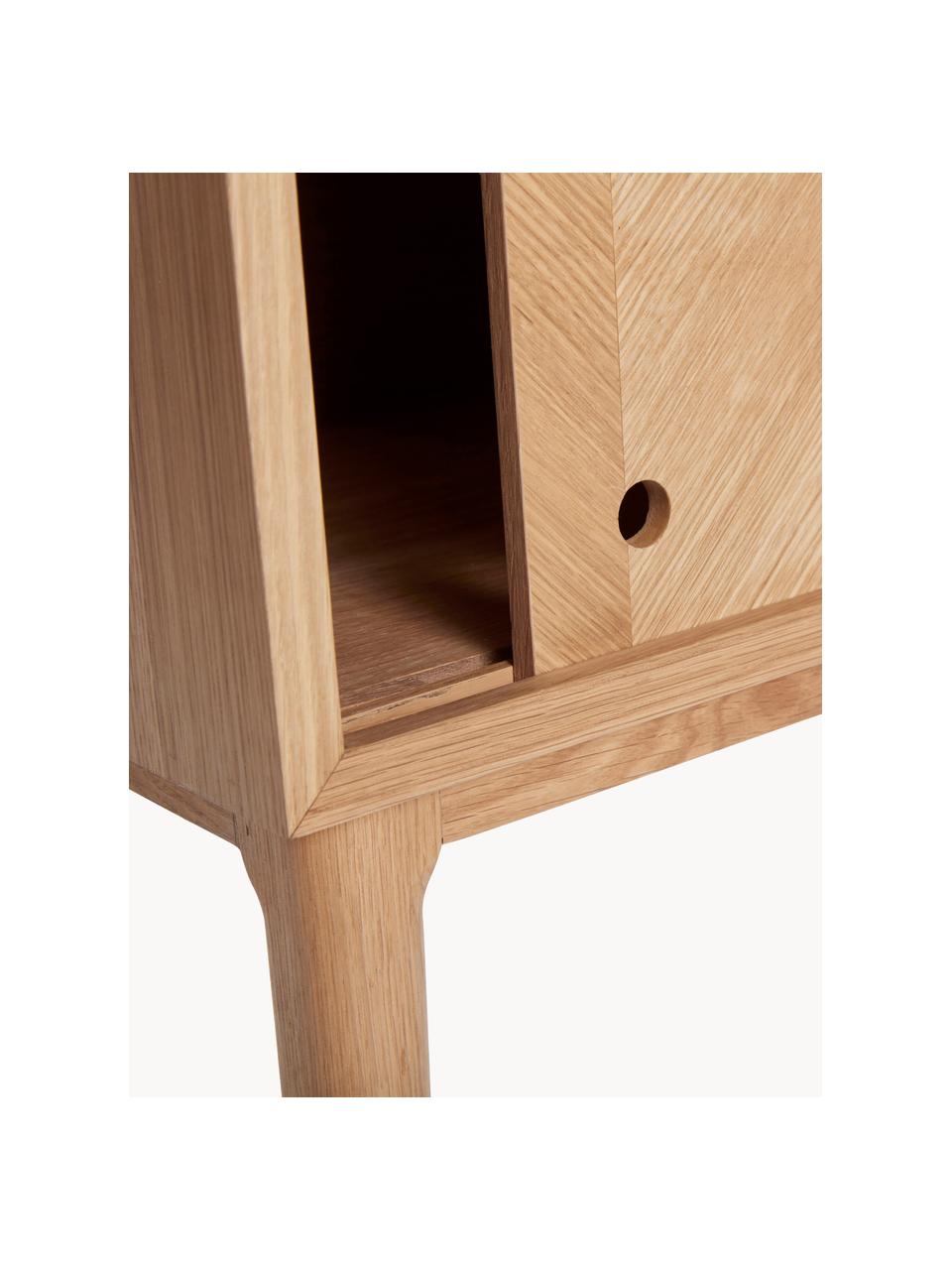 Konzolový stolek z dubového dřeva se vzorem rybí kosti Herringbone, Dubové dřevo, Š 90 cm, V 90 cm