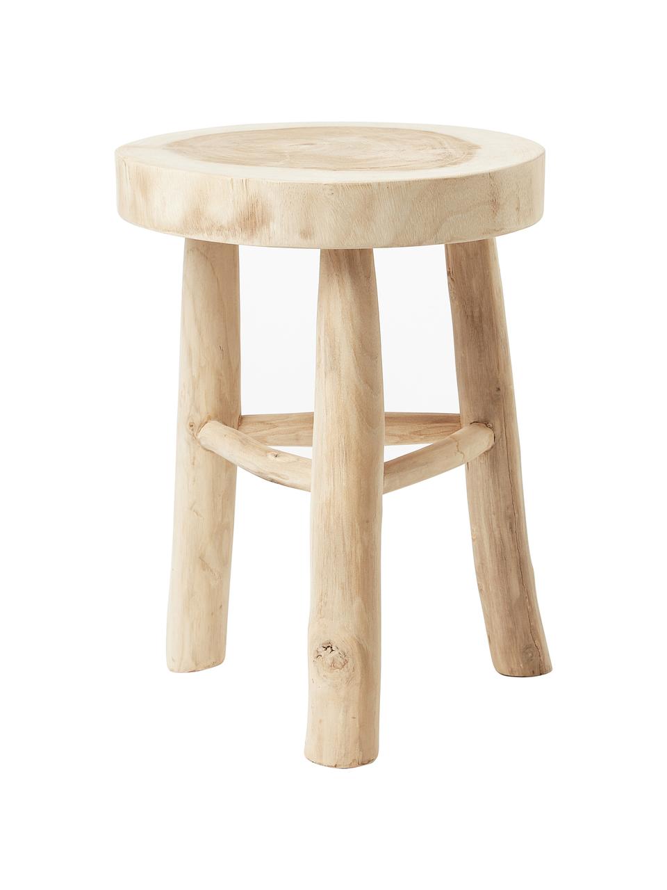 Sgabello rotondo in legno di mungur Beachside, Legno mungur riciclato, naturale, Legno mungur, Ø 40 x Alt. 50 cm