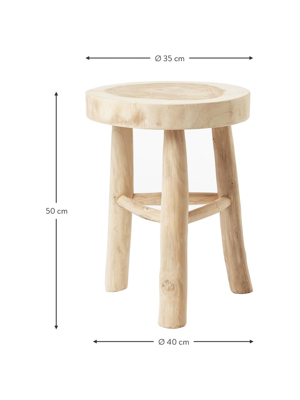 Sgabello rotondo in legno di mungur Beachside, Legno mungur riciclato, naturale, Legno mungur, Ø 40 x Alt. 50 cm