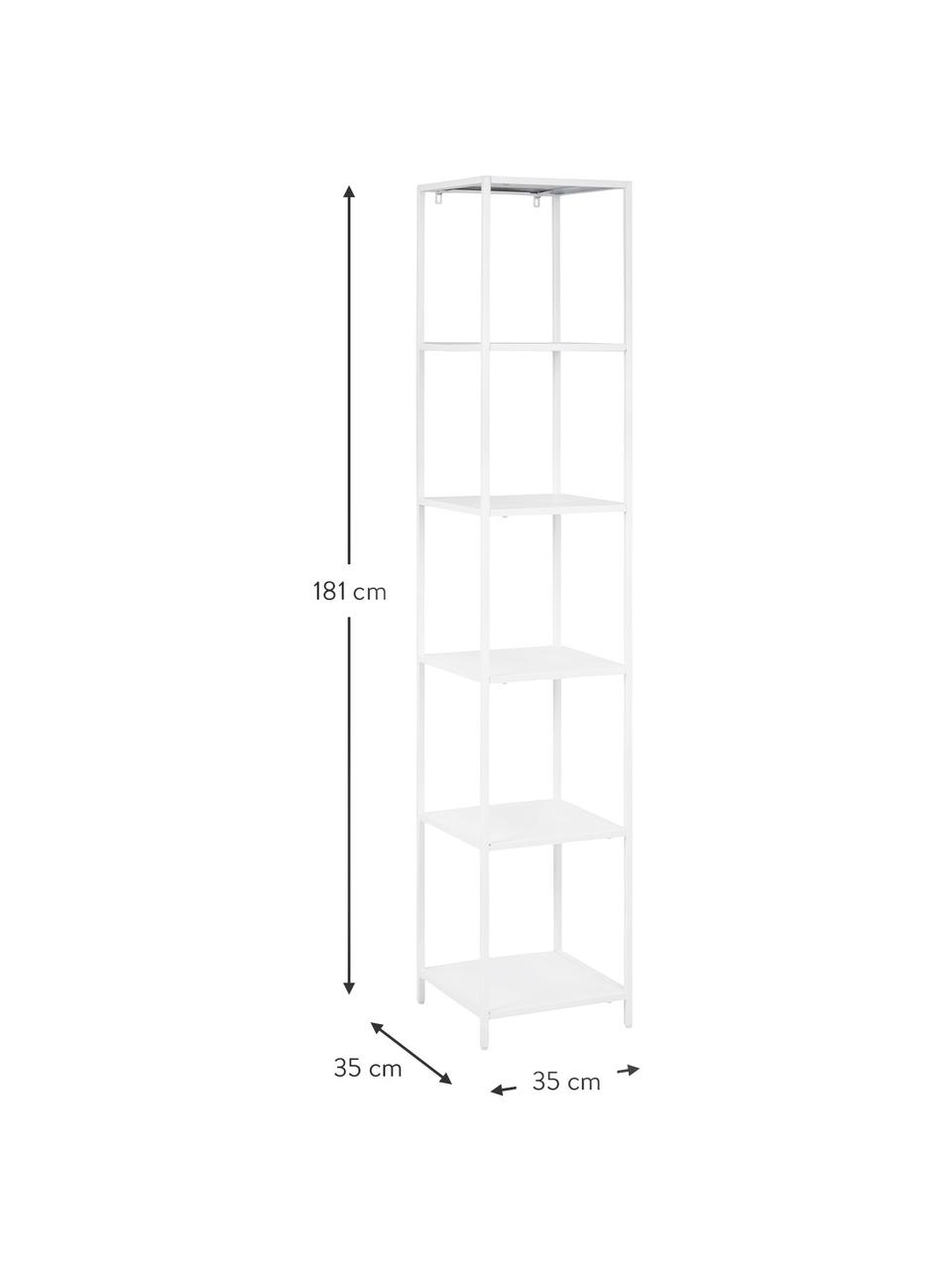 Libreria in metallo bianco Neptun, Metallo verniciato a polvere, Bianco, Larg. 35 x Alt. 181 cm