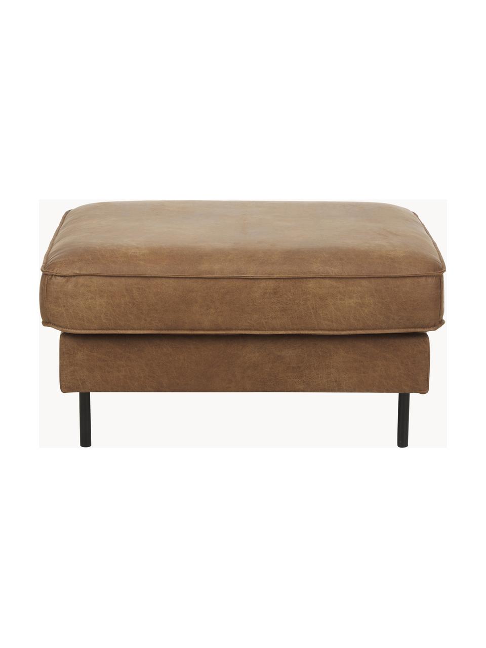 Sofa-Hocker Hunter aus recyceltem Leder, Bezug: 70% recyceltes Leder, 30%, Gestell: Massives Kiefernholz, hoc, Füße: Metall, pulverbeschichtet, Leder Braun, B 85 x T 70 cm