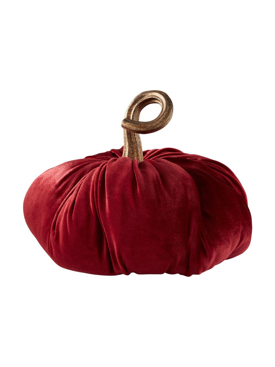 Decoratieve fluwelen pompoen Pumpis, 15% polyresin, 35% acryl, 25% polyester, 25% kwartszandvulling, Rood, Ø 24 x H 22 cm