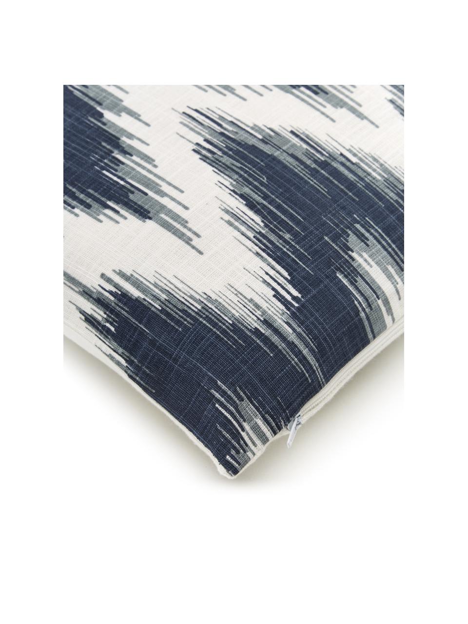 Fundas de cojines Hasan, 2 uds., 100% algodón, Azul oscuro, blanco, An 30 x L 50 cm, An 40 x L 40 cm
